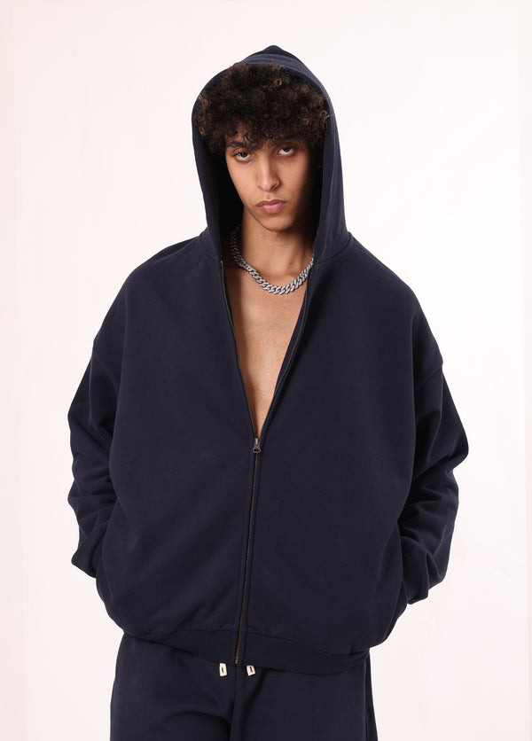 Thermal Side Pockets Zip Up Hoodie