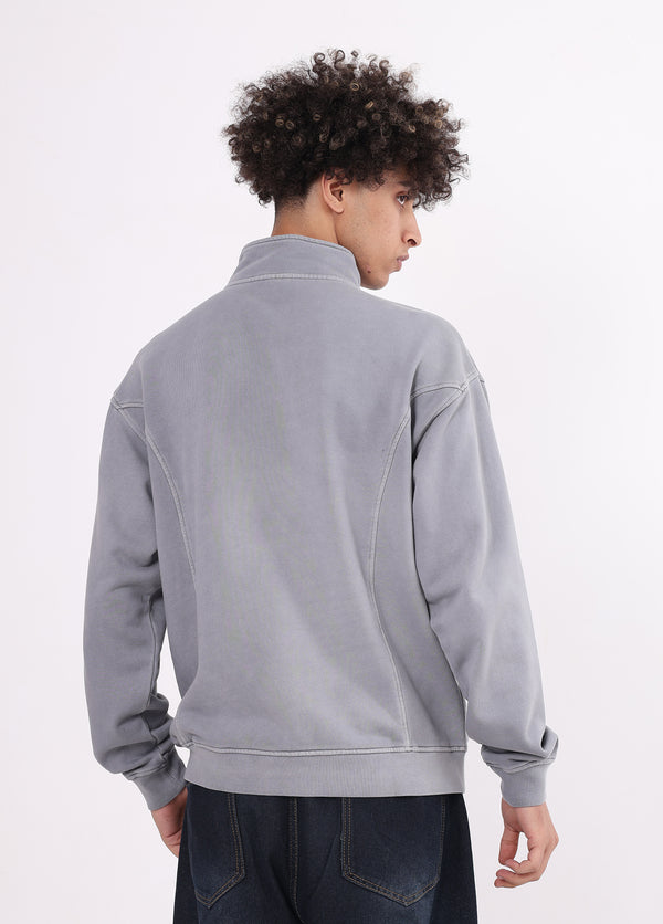 Stand Collar Spliced Sweat Jacket