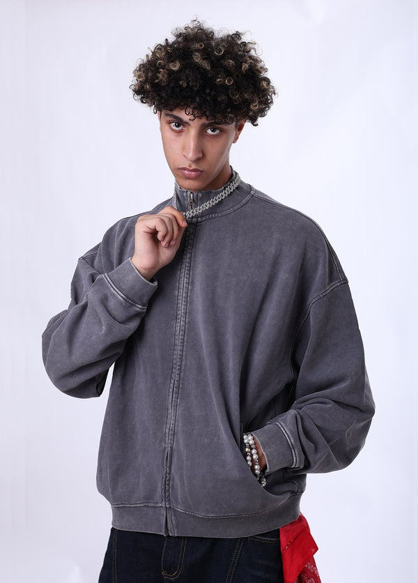Rib Stand Collar Batik Jacket