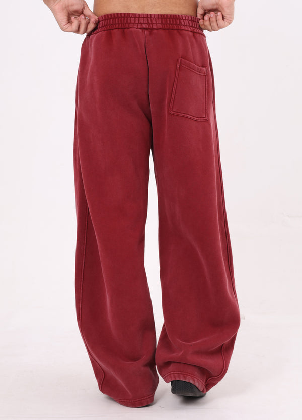 Distressed Curved Wide Leg Pants
