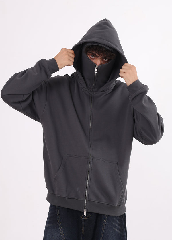 Windproof Face Mask Zip Up Hoodie