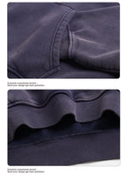 400GSM Vintage Washed Short and Wide Boxy-Fit Fleece Hooded Sweatshirt Snow-wash Loose Casual Hoodie for Men