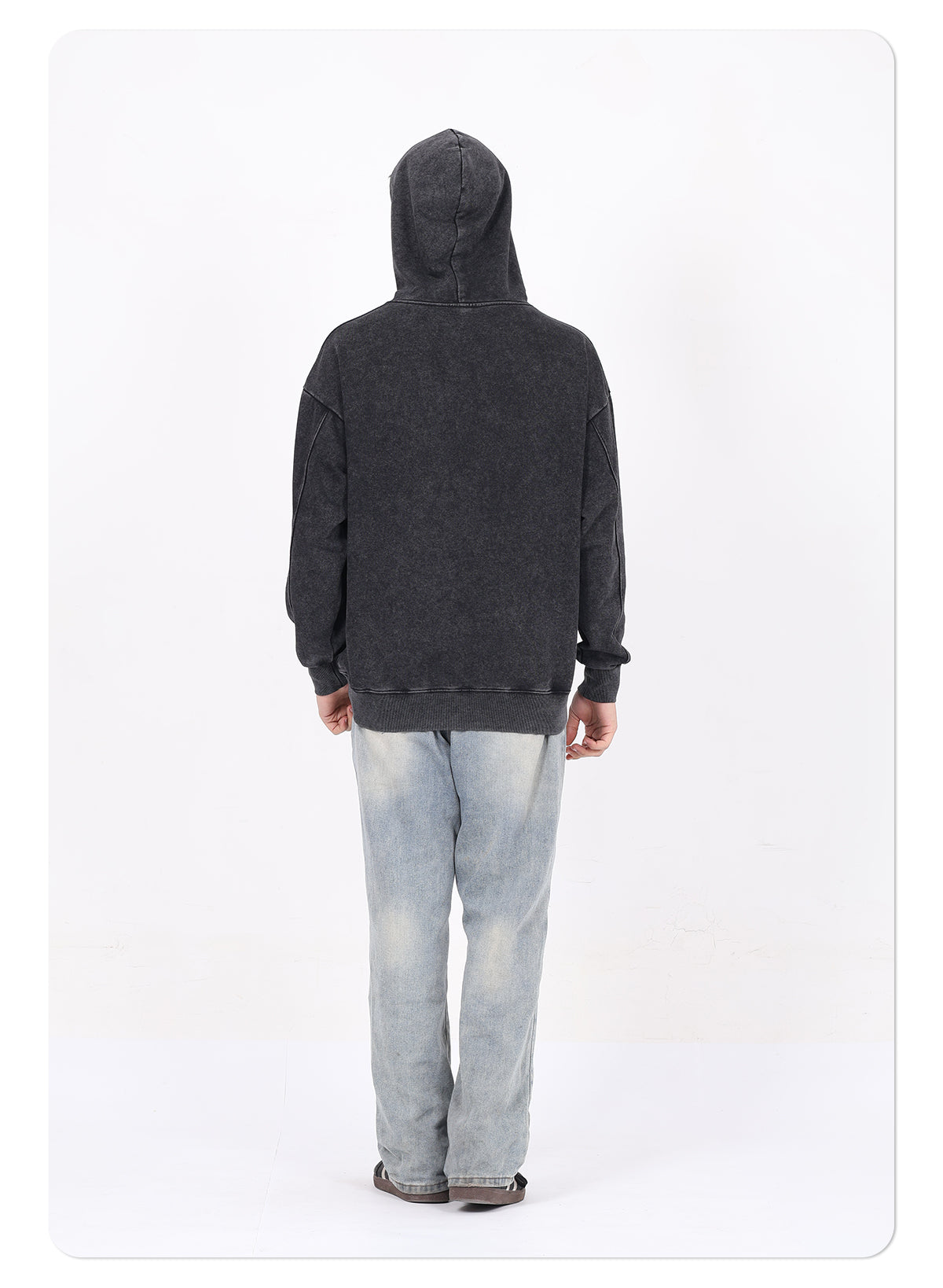 350GSM 80% Cotton Distressed Oversized Hooded Sweatshirt Drop-shoulder Sleeve Vintage Washed Looped Pile Hoodies