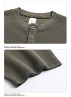 Henley Neck Batik Waffle Knit T-shirt