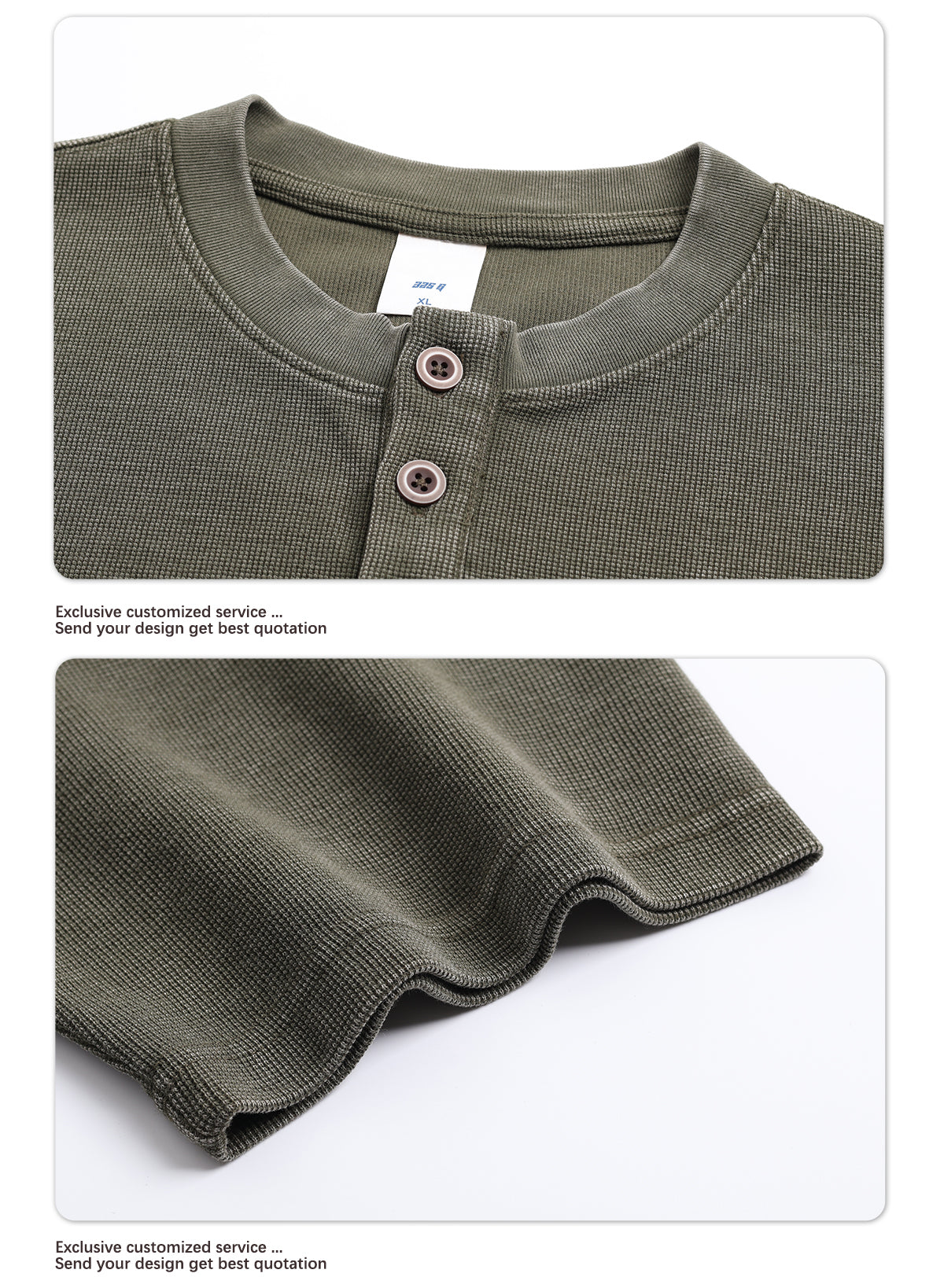 Henley Neck Batik Waffle Knit T-shirt