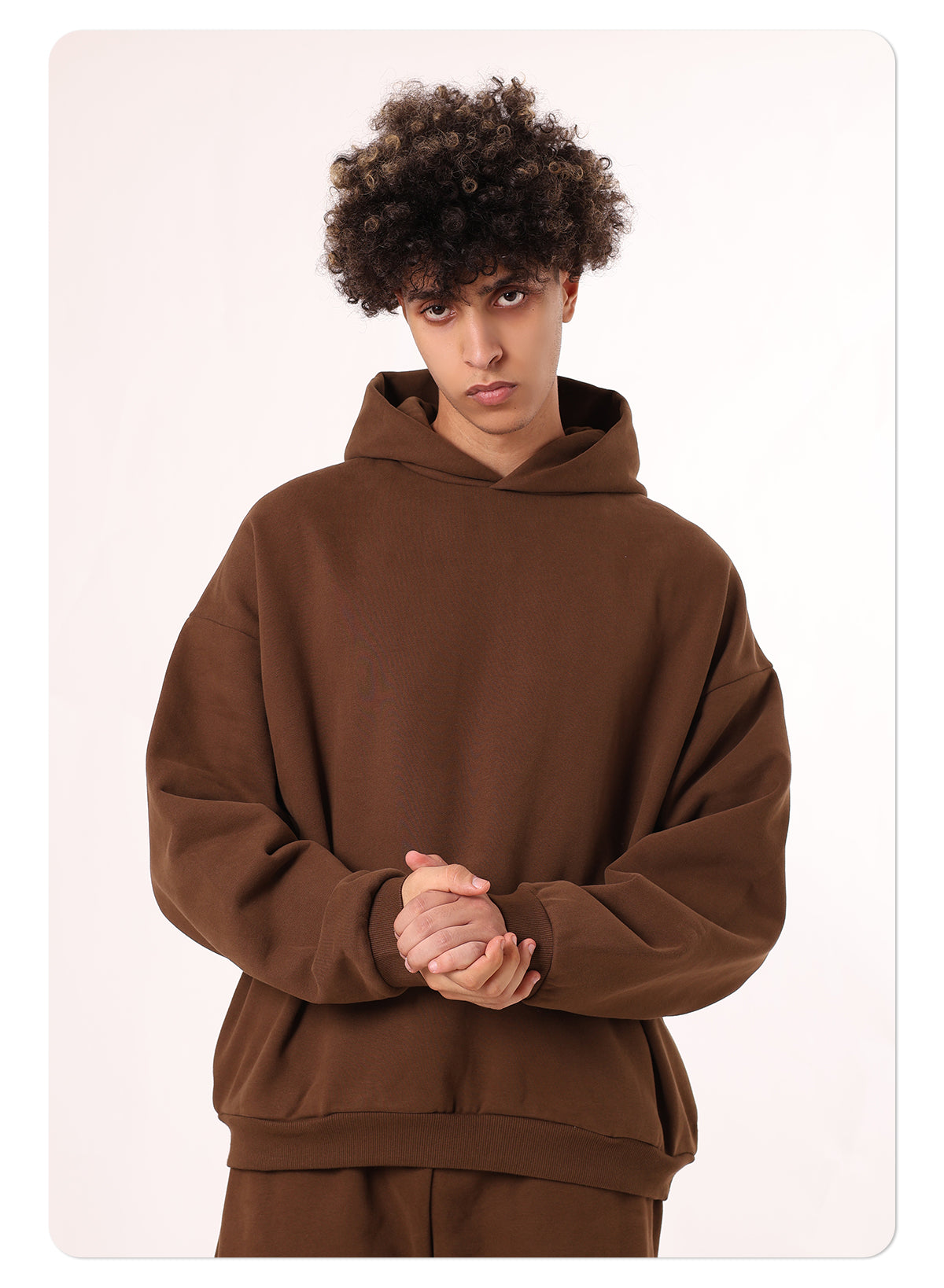 Solid color casual winter pullover hoodie fleece lined hidden pocket oversized basic design digital printing polyester/cotton