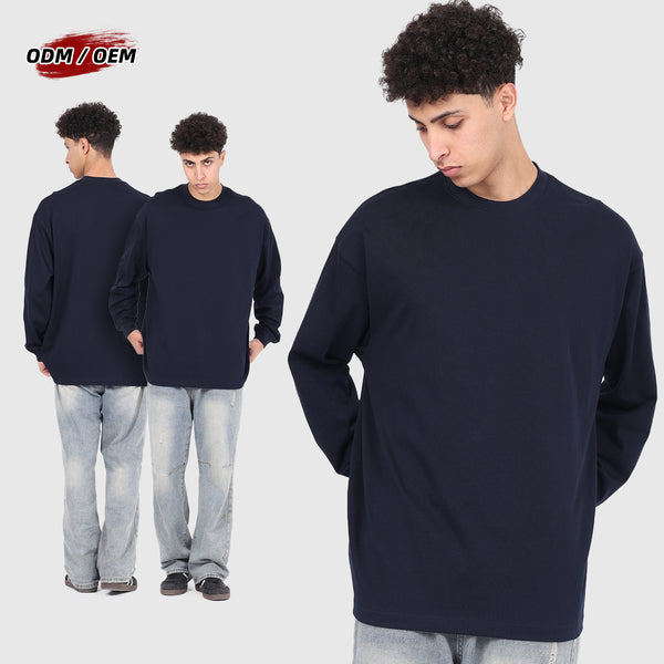 Custom Blank Graphic T-Shirt 305g Cotton Oversized T-Shirt Long Sleeve Blank Heavyweight Big and Tall T-Shirts