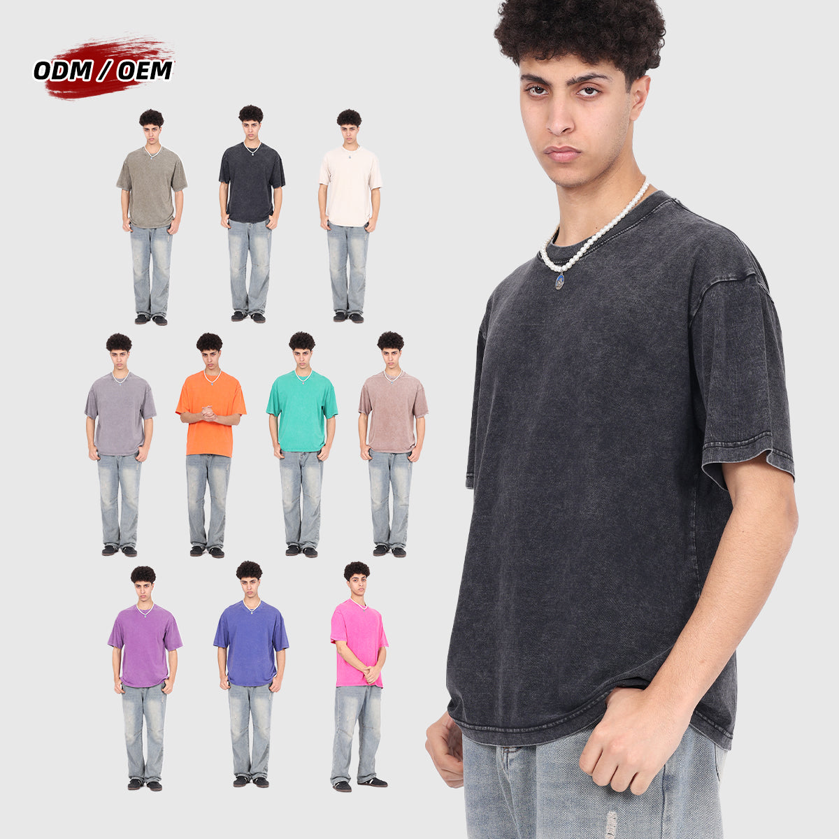 230G Heavyweight Pigment Dyed Washed Vintage Tee Relaxed Drop Shoulder Oversized Fit Cotton T-shirt