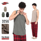 Vintage 325g Waffle U-neck Batik Washed Reverse Topstitching Raw-Edge Hem Sleeveless T-shirt