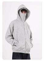 Dustproof Hidden Face Mask Silhouette Sports Zipper-up Hoodie