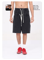 320GSM Men's Vintage Washed Double Waistband Shorts with Snowflake Distressed Finish, Dual Waistband, West Coast Inspired Design