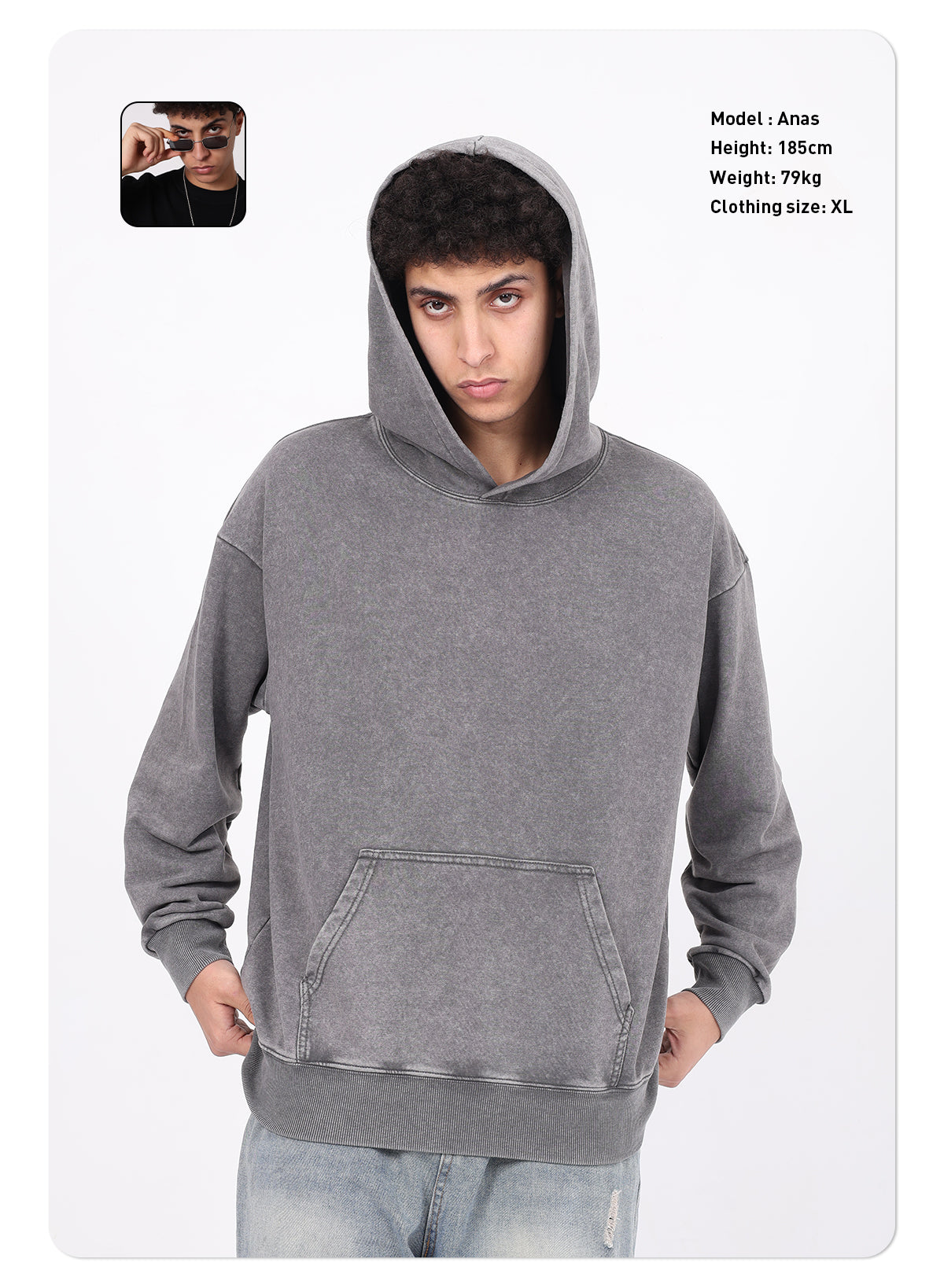 350GSM 80% Cotton Distressed Oversized Hooded Sweatshirt Drop-shoulder Sleeve Vintage Washed Looped Pile Hoodies