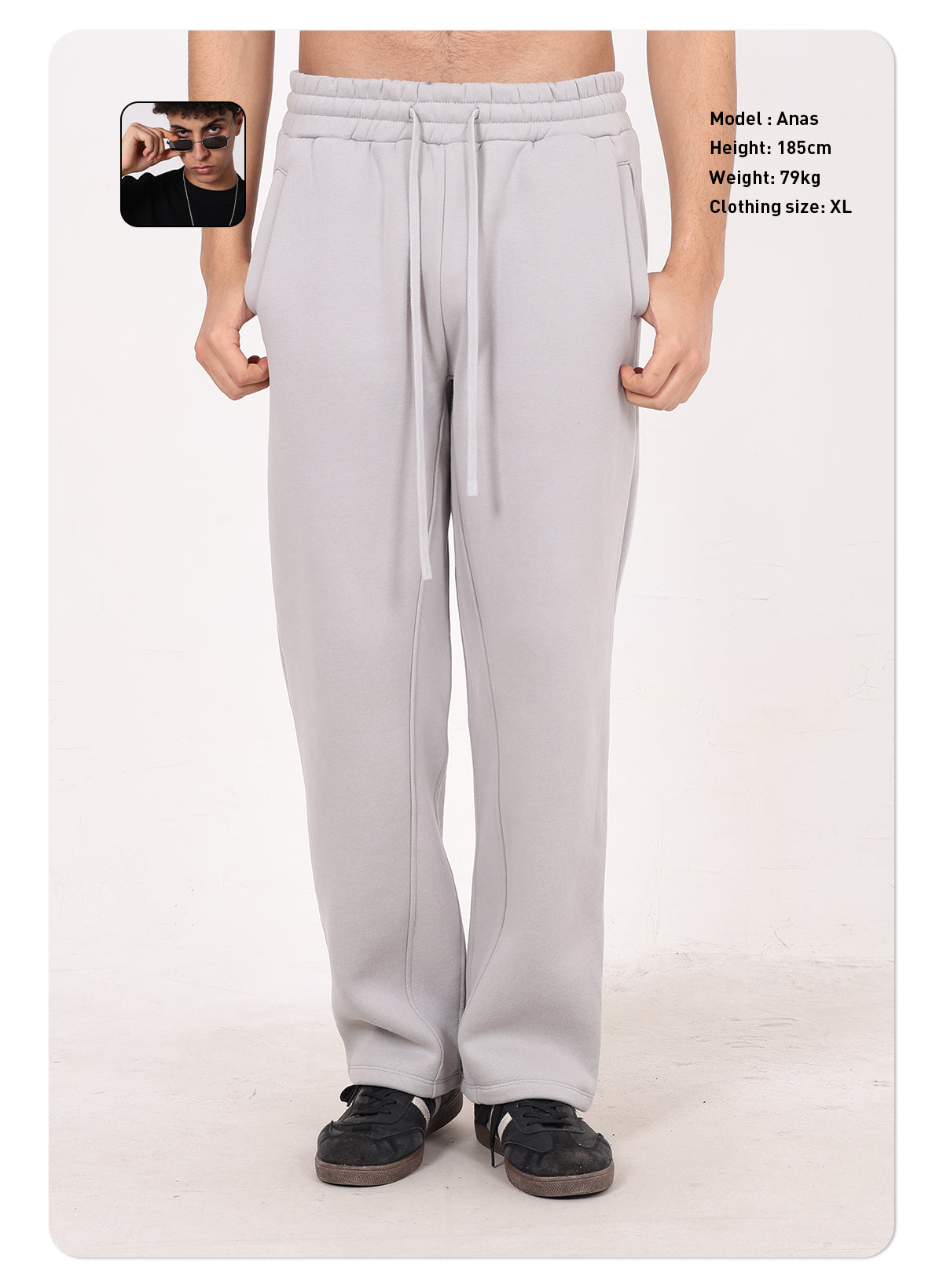 Men's 350GSM Hip Hop Casual Trousers Solid Loose Sports Pants Fleece Straight-Leg Pants Custom Printed Logo Pants