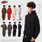 Solid color casual winter pullover hoodie fleece lined hidden pocket oversized basic design digital printing polyester/cotton