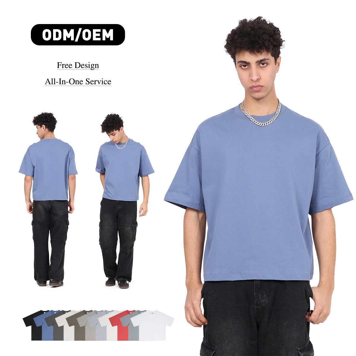 High Quality 230GSM 100% Cotton Basic Boxy Short and Wide Short-sleeve T-shirt Solid O-neck T-shirt for Men