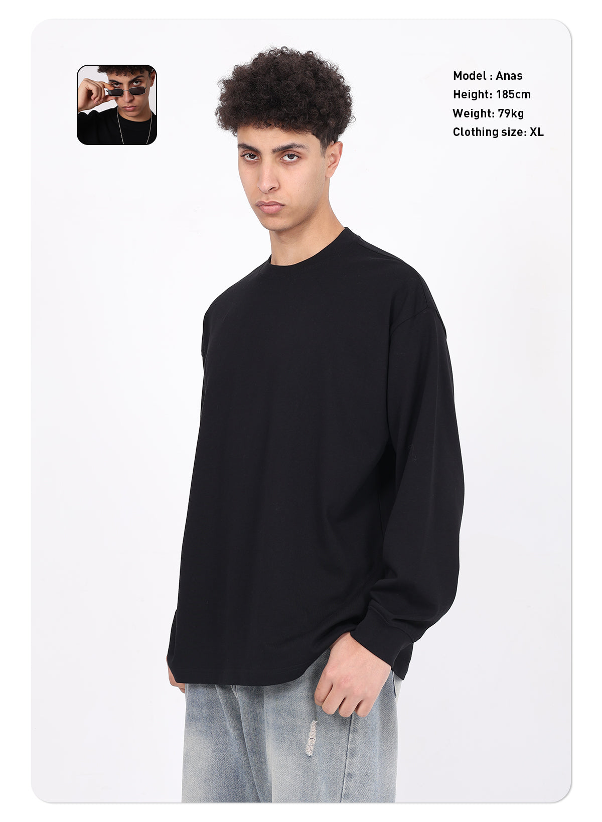 Custom Blank Graphic T-Shirt 305g Cotton Oversized T-Shirt Long Sleeve Blank Heavyweight Big and Tall T-Shirts