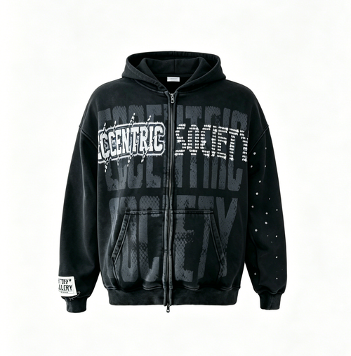 Rhinestone Zip up Hoodie