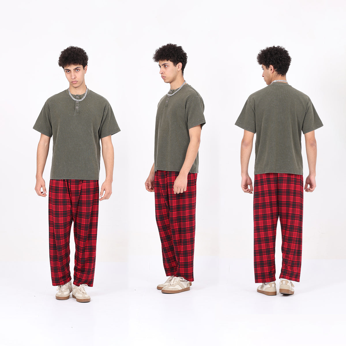 Wholesale 325g Heavyweight Waffle Henley Neck Short-sleeve Batik Washed Vintage Casual T-shirt