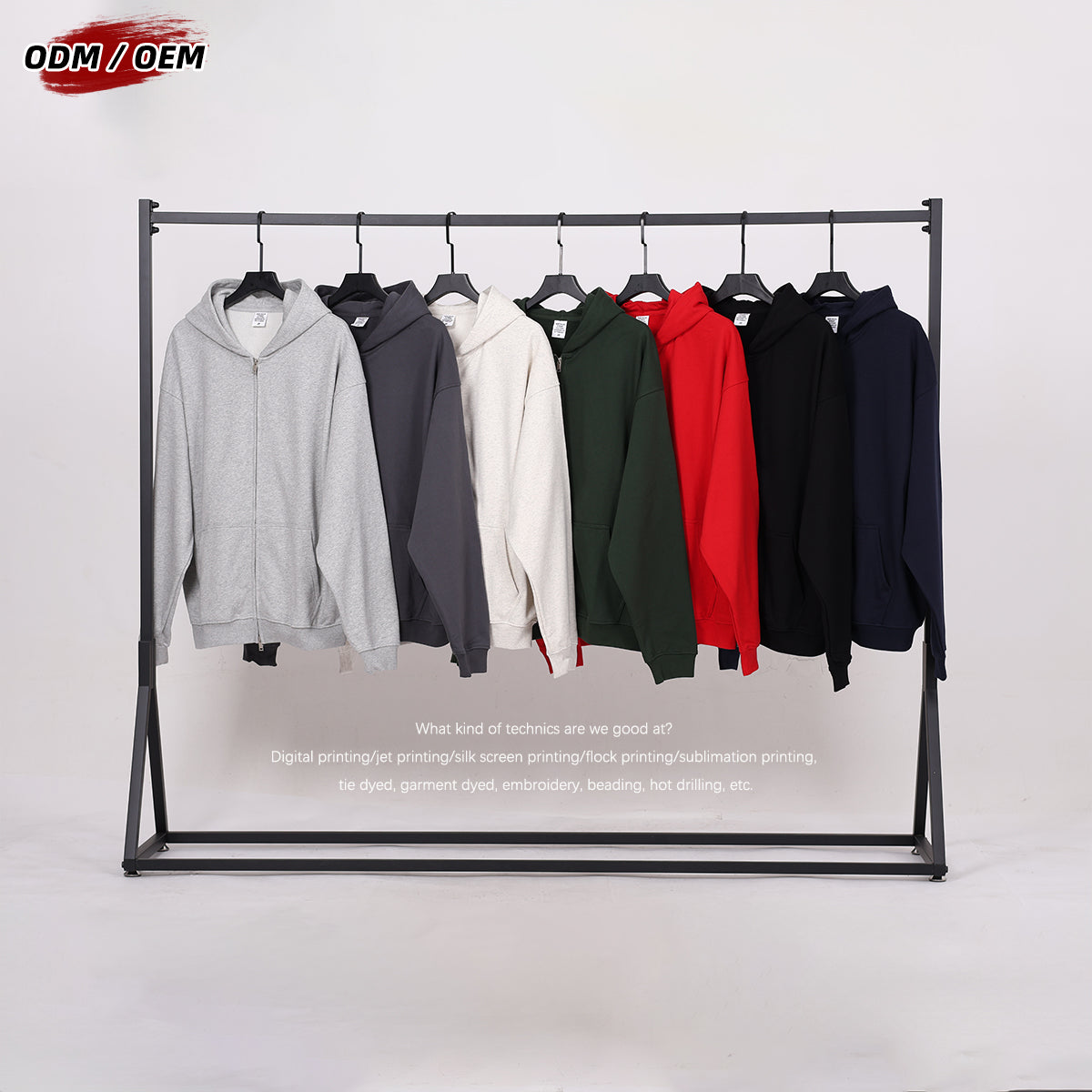 New American Style Heavyweight 445GSM Thermal Fleece Double-zipper Coat Solid Loose Zipper-up Hooded for Autumn