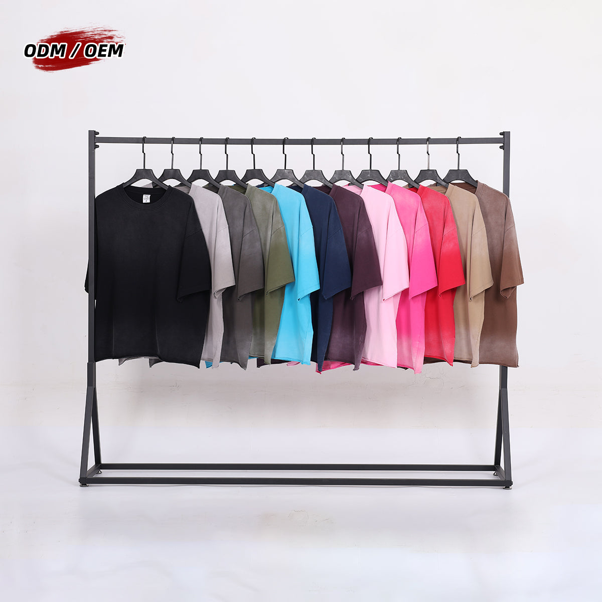 Men's Vintage Stone Wash Streetwear Boxy-Fit Spray-on Fading Distressed Edge Oversized Summer T-shirt