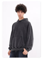 Vintage Heavyweight 100% Cotton 430GSM Batik Hoodie American-Style Casual Streetwear Men's Washed Hoodie for Winter