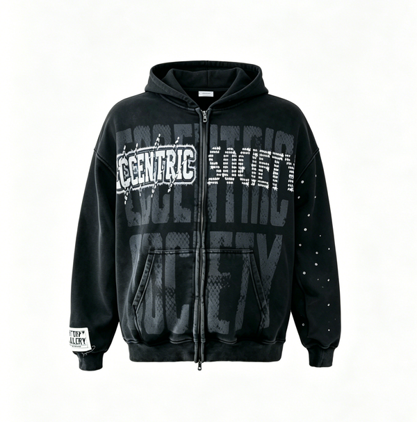 Rhinestone Zip up Hoodie