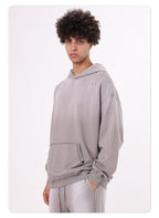 High street distressed hoodie batik washed hooded collar gradation loose pure cotton american style damage hoodie