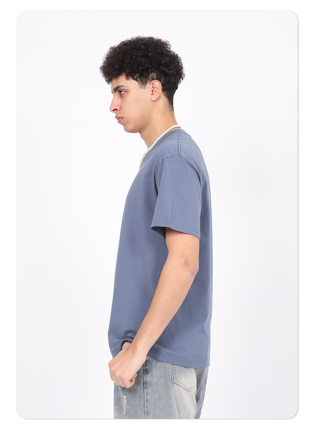 Wholesale 100% cotton 230g heavyweight solid color crew-neck short-sleeve drop-shoulder blank t-shirt