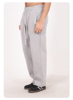 Men's 350GSM Hip Hop Casual Trousers Solid Loose Sports Pants Fleece Straight-leg Pants Custom Printed Logo Pants