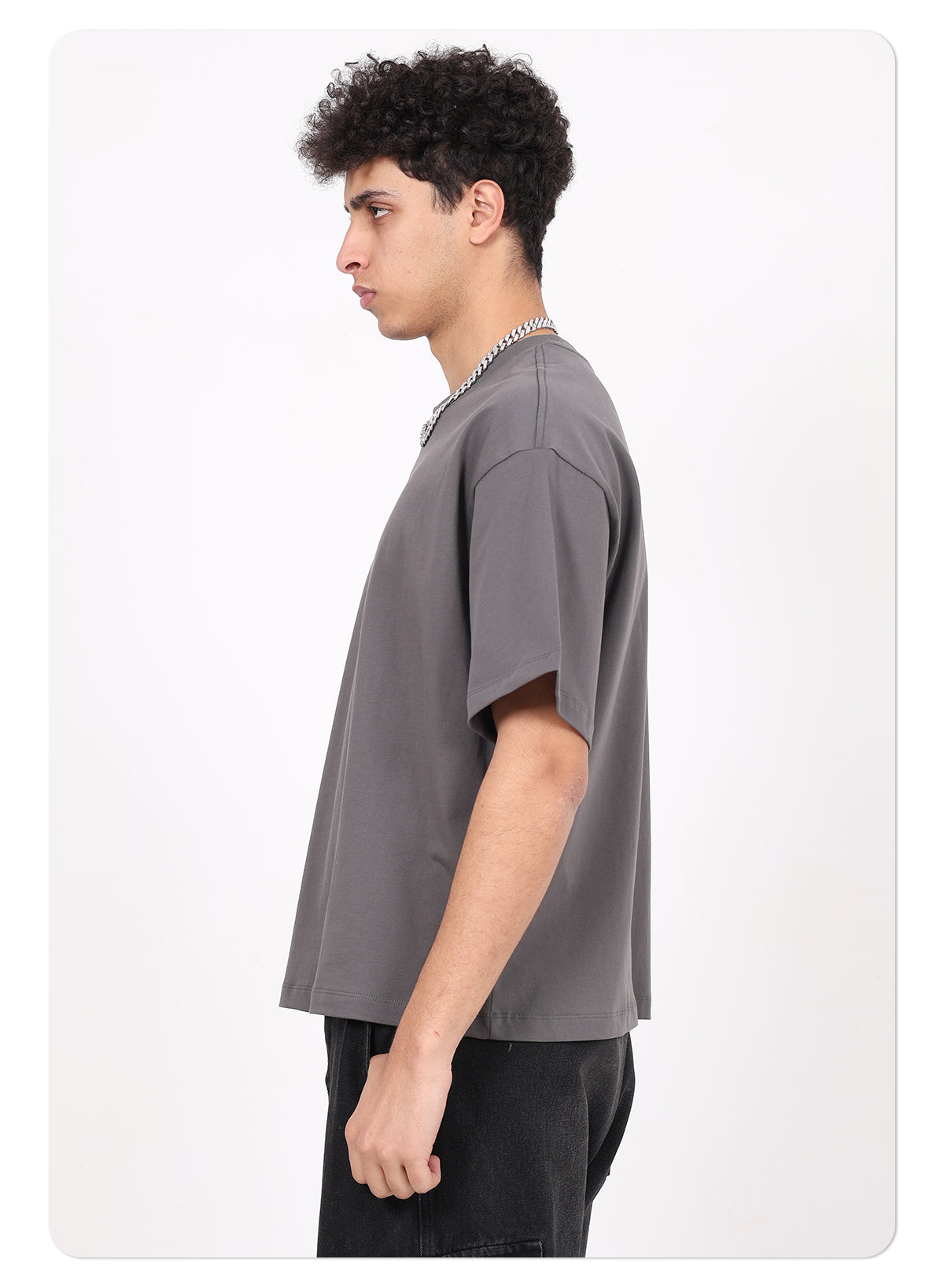 High Quality 230GSM 100% Cotton Basic Boxy Short and Wide Short-sleeve T-shirt Solid O-neck T-shirt for Men