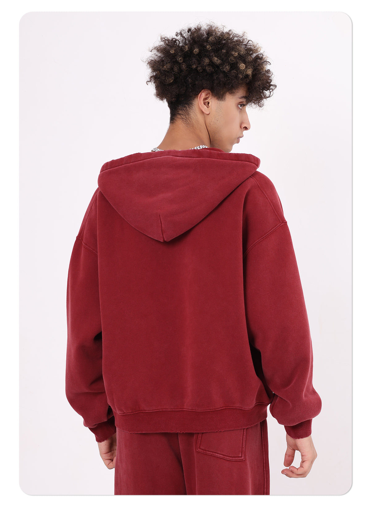 Custom Vintage Washed Hoodie Batik 370GSM Boxy Zipper-up Fleece Hoodie Men's Hooded Collar Coat for Winter