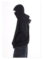 Dustproof Hidden Face Mask Silhouette Sports Zipper-up Hoodie