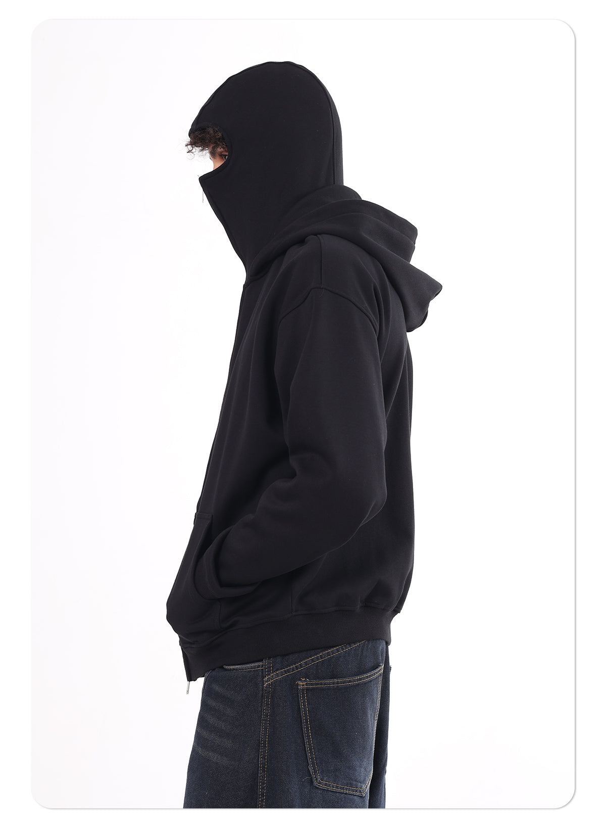 Dustproof Hidden Face Mask Silhouette Sports Zipper-up Hoodie