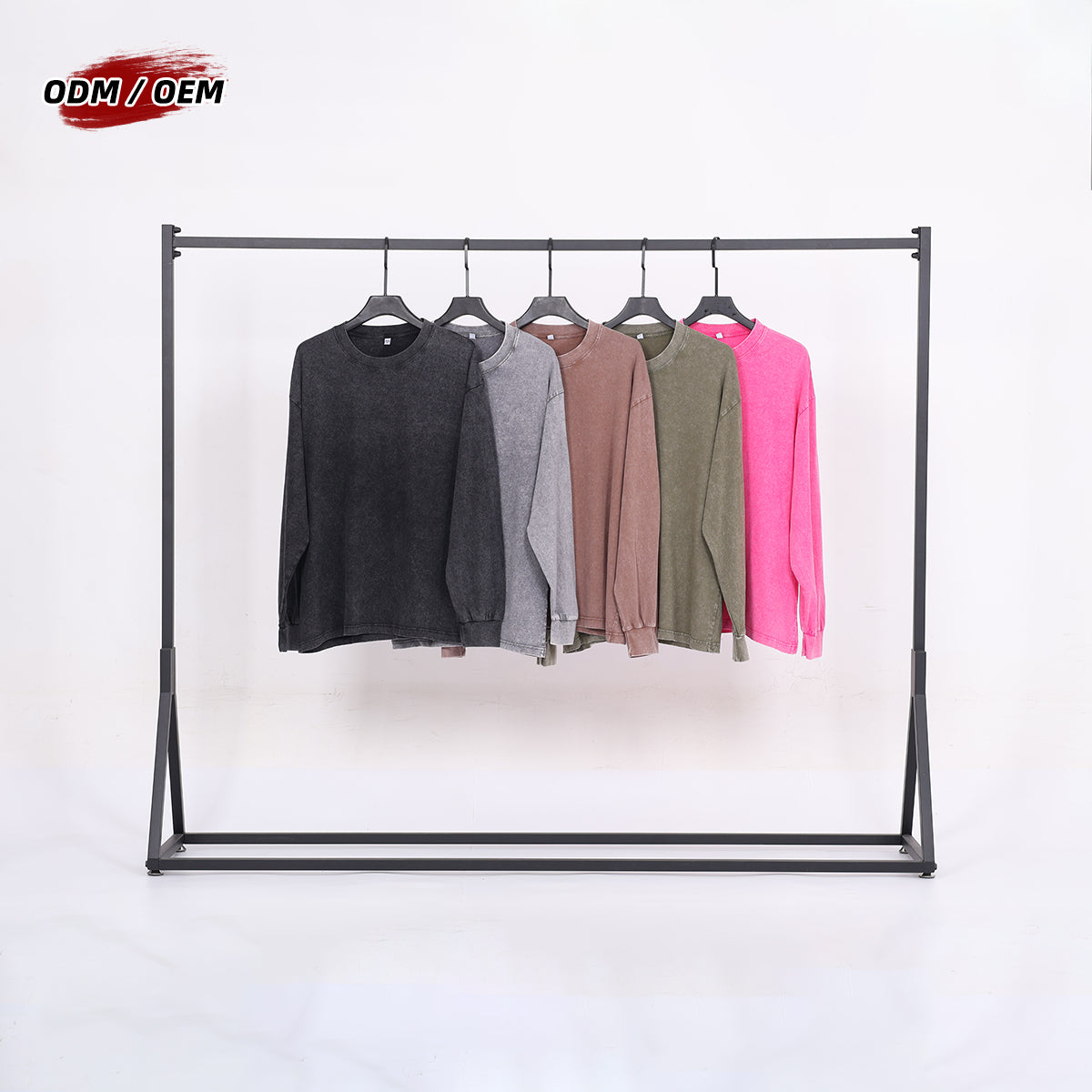 100% cotton, 230g heavyweight vintage distressed washed drop shoulder long-sleeve oversized t-shirt