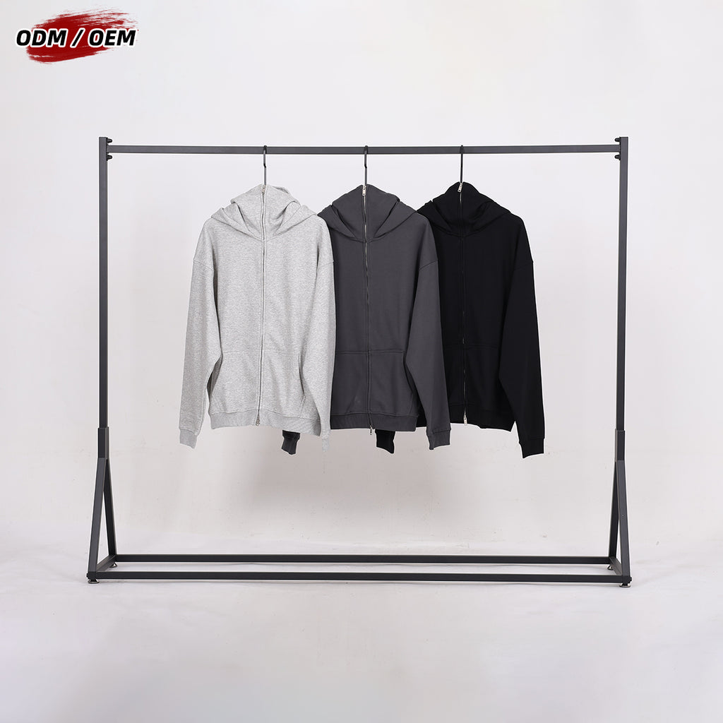 Dustproof Hidden Face Mask Silhouette Sports Zipper-up Hoodie