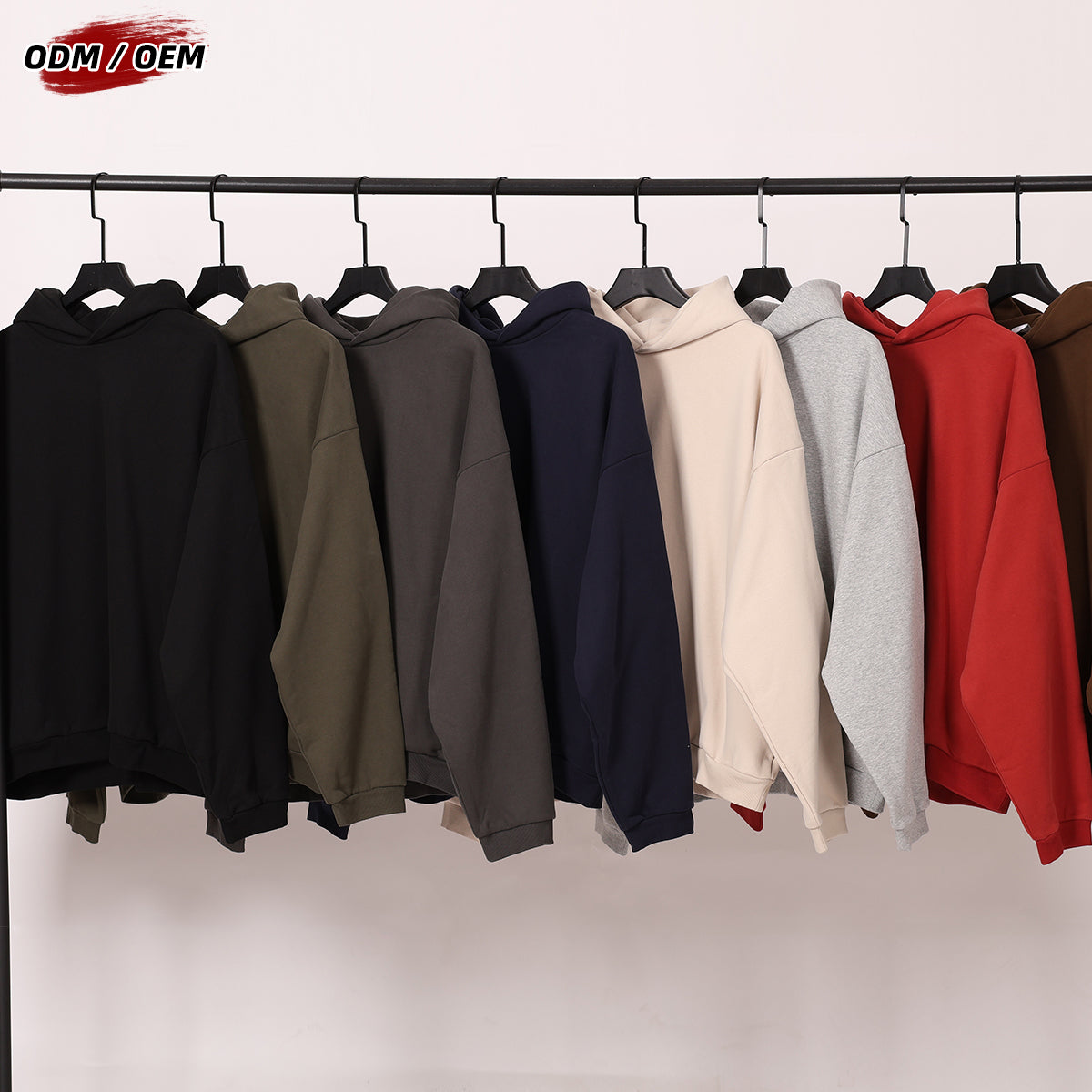 Solid color casual winter pullover hoodie fleece lined hidden pocket oversized basic design digital printing polyester/cotton