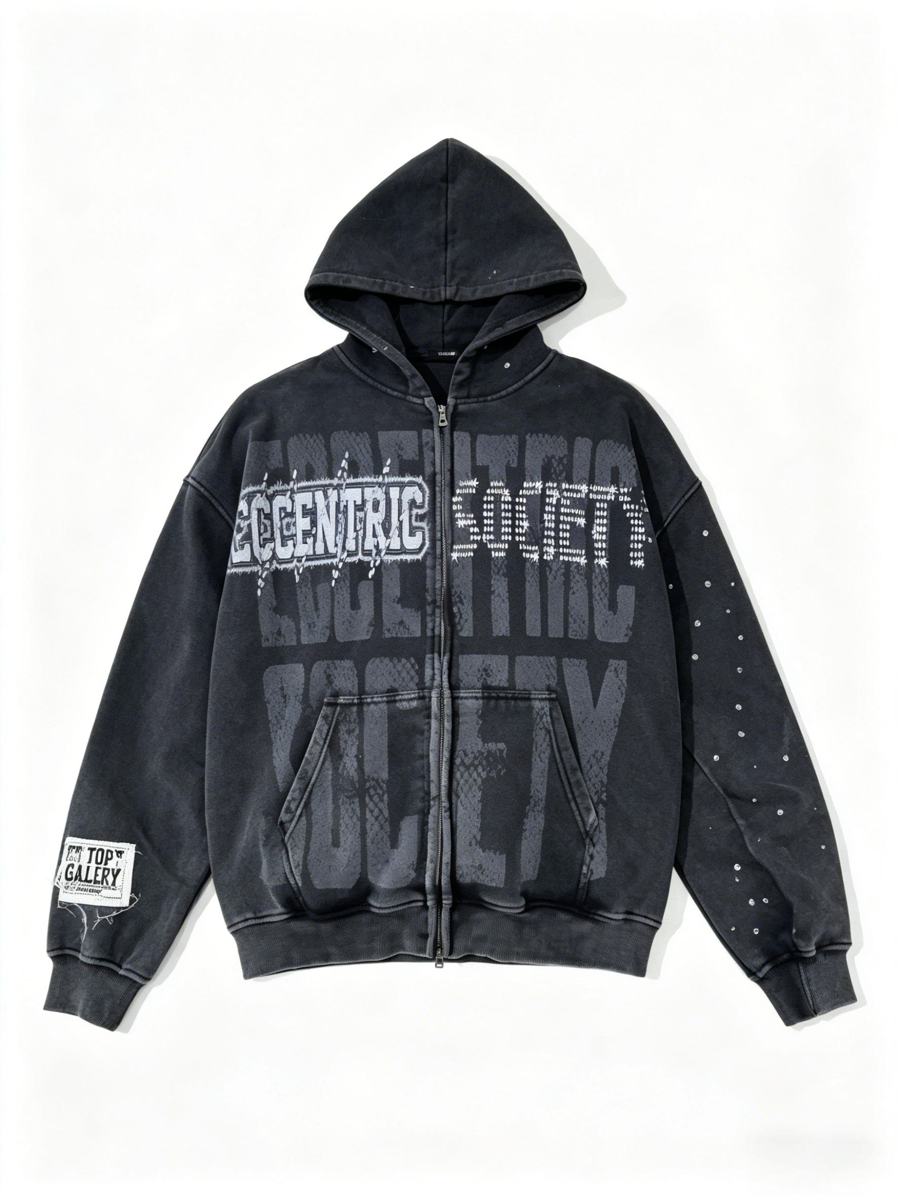 Rhinestone Zip up Hoodie