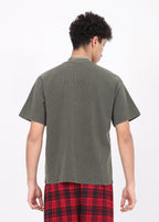 Henley Neck Batik Waffle Knit T-shirt