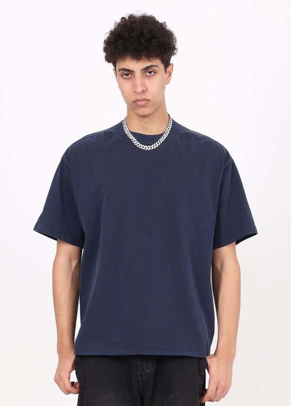 Rib Knit Patchwork Azur Wash Tee