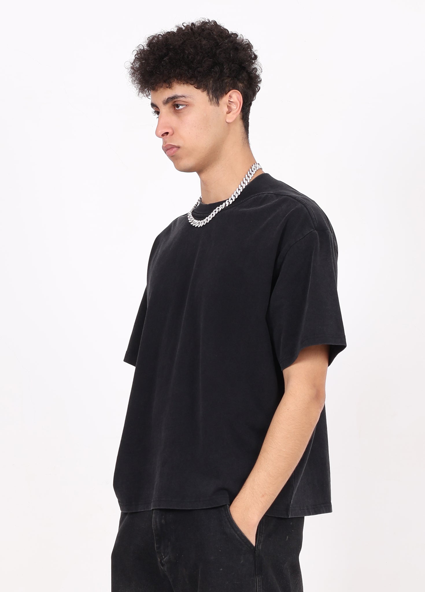 Rib Knit Patchwork Azur Wash Tee