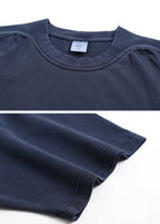 Rib Knit Patchwork Azur Wash Tee