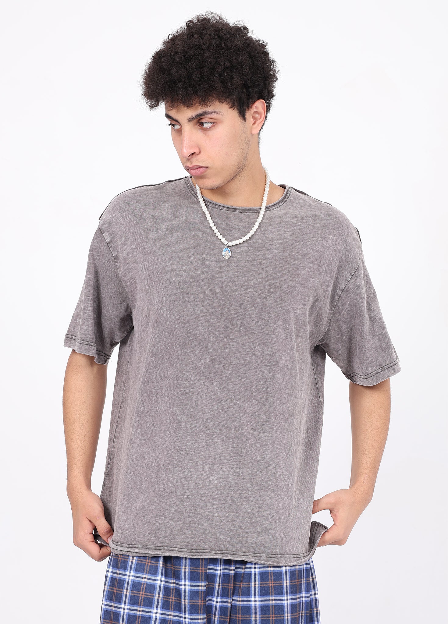 Rolled hem bamboo cotton t-shirt