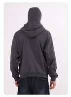 Dustproof Hidden Face Mask Silhouette Sports Zipper-up Hoodie