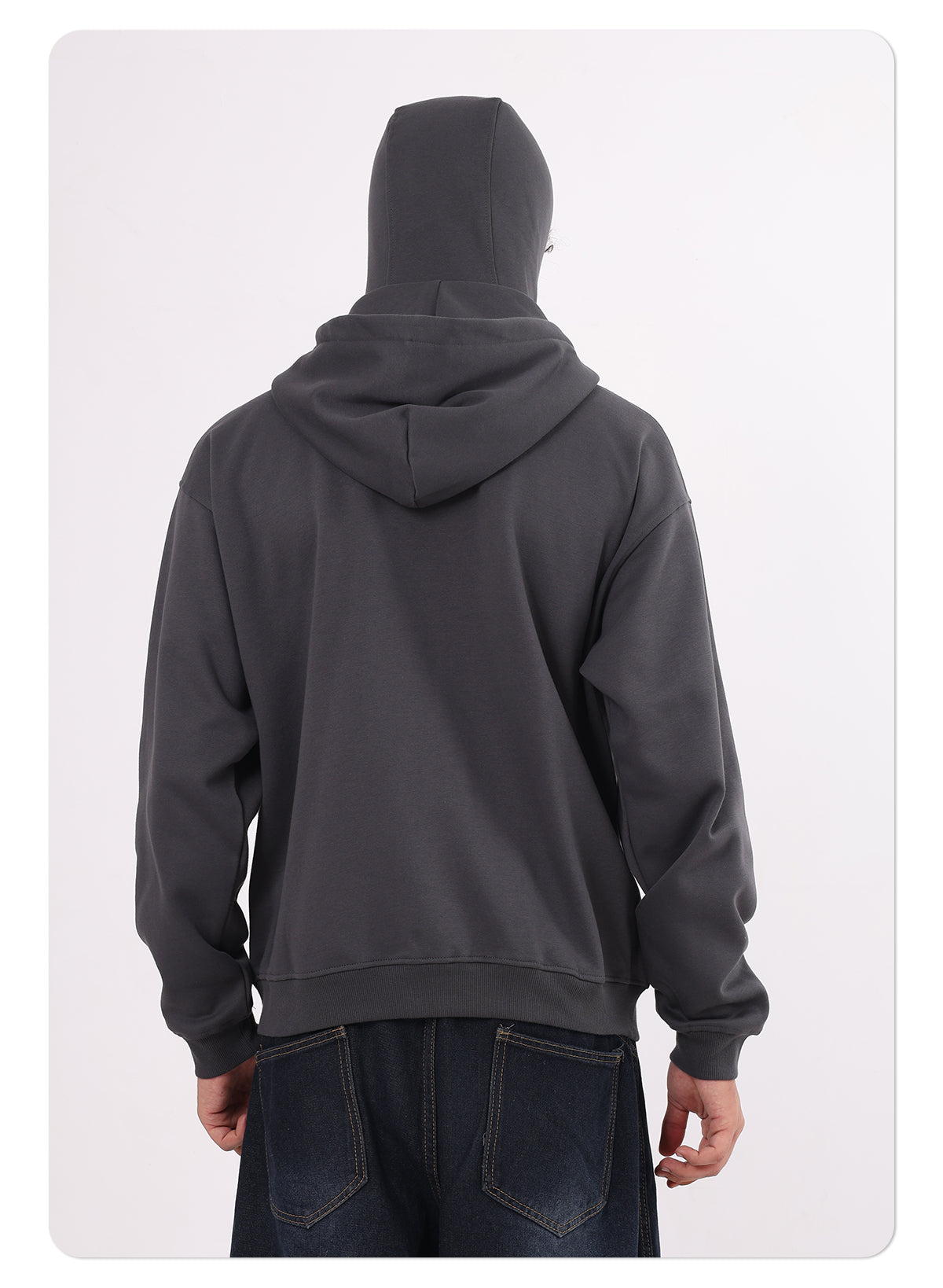 Dustproof Hidden Face Mask Silhouette Sports Zipper-up Hoodie