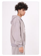 Custom Vintage Washed Hoodie Batik 370GSM Boxy Zipper-up Fleece Hoodie Men's Hooded Collar Coat for Winter