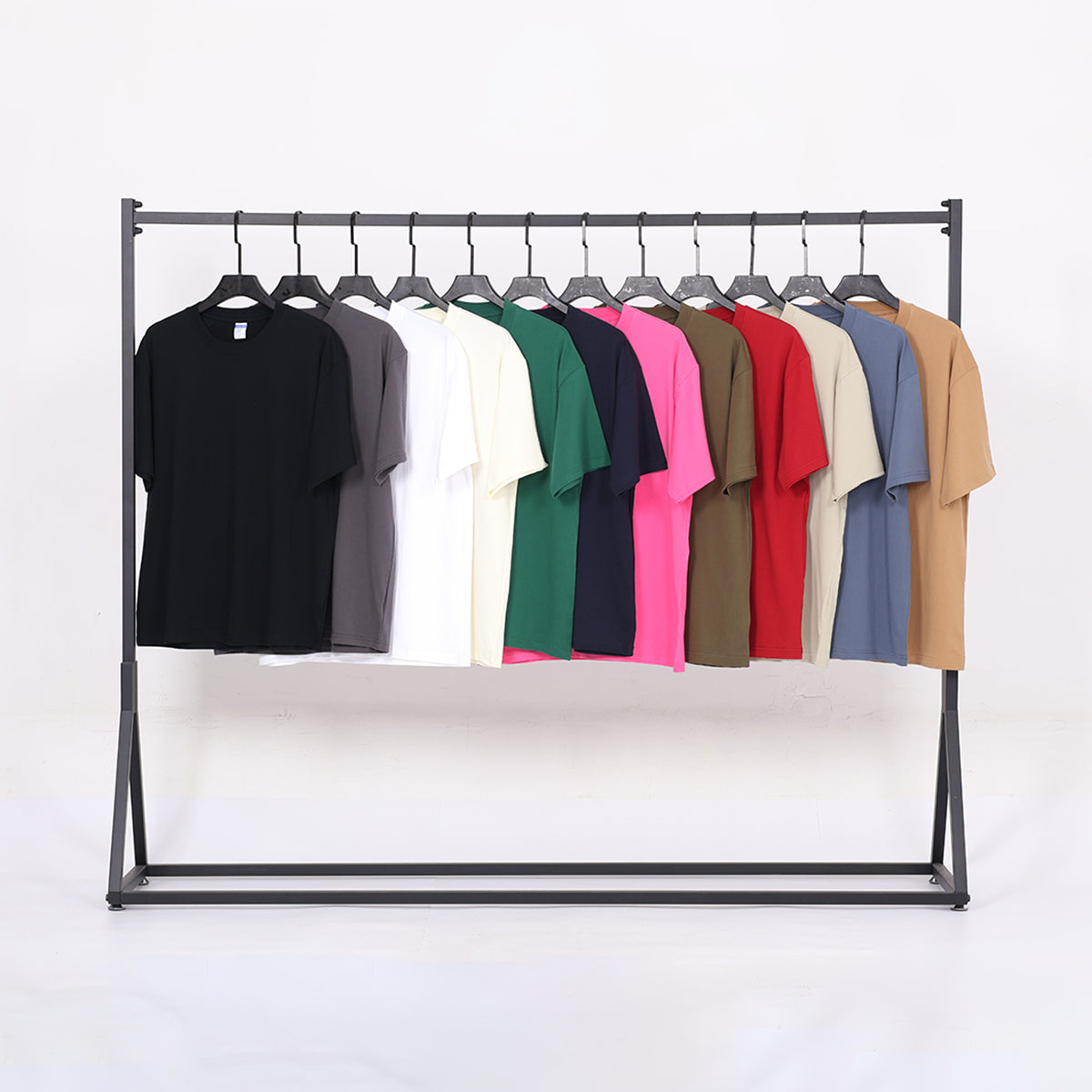 Wholesale 100% cotton 230g heavyweight solid color crew-neck short-sleeve drop-shoulder blank t-shirt