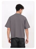 High Quality 230GSM 100% Cotton Basic Boxy Short and Wide Short-sleeve T-shirt Solid O-neck T-shirt for Men
