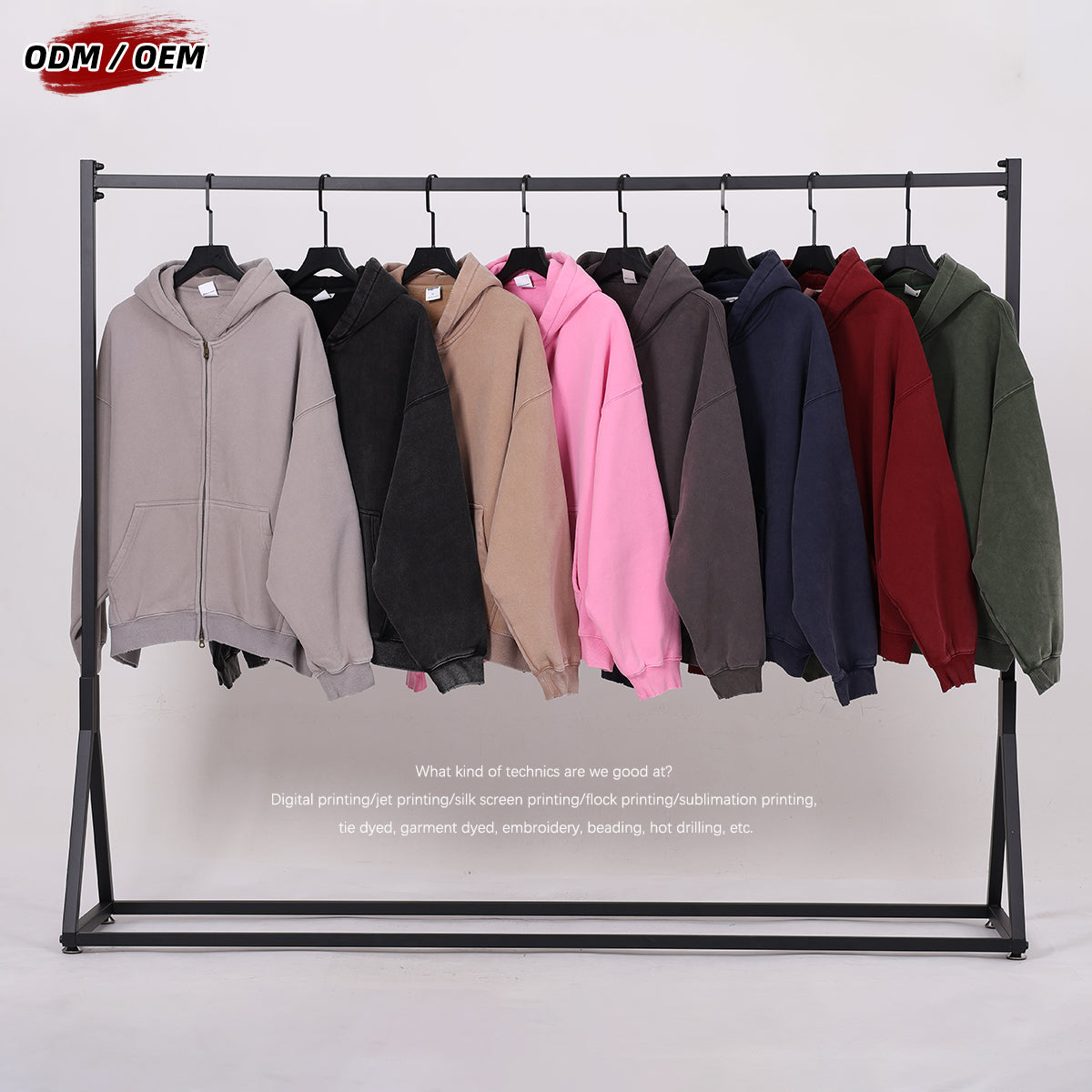 Custom Vintage Washed Hoodie Batik 370GSM Boxy Zipper-up Fleece Hoodie Men's Hooded Collar Coat for Winter