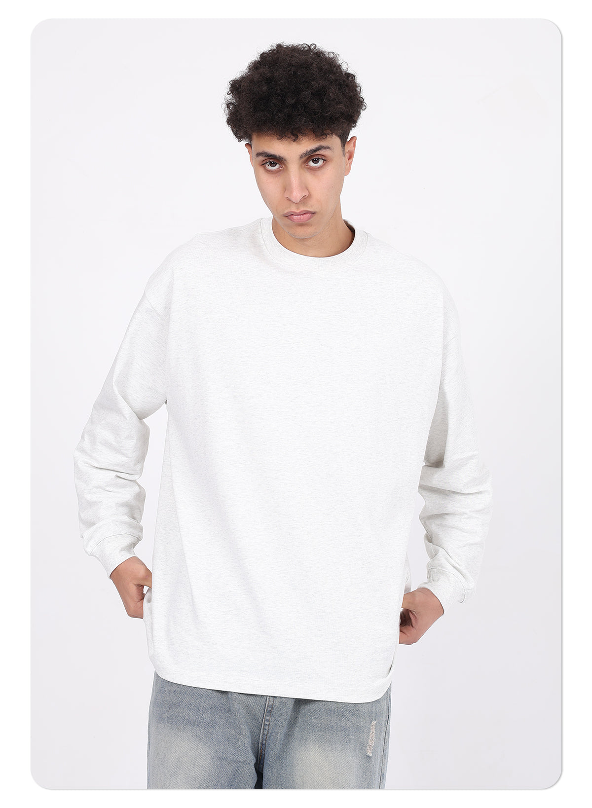 Custom Blank Graphic T-Shirt 305g Cotton Oversized T-Shirt Long Sleeve Blank Heavyweight Big and Tall T-Shirts