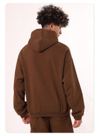 Solid color casual winter pullover hoodie fleece lined hidden pocket oversized basic design digital printing polyester/cotton